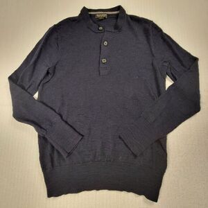 Banana Republic‎ Fine Merino Wool Slub Henley Sweater Men's Size Large Navy